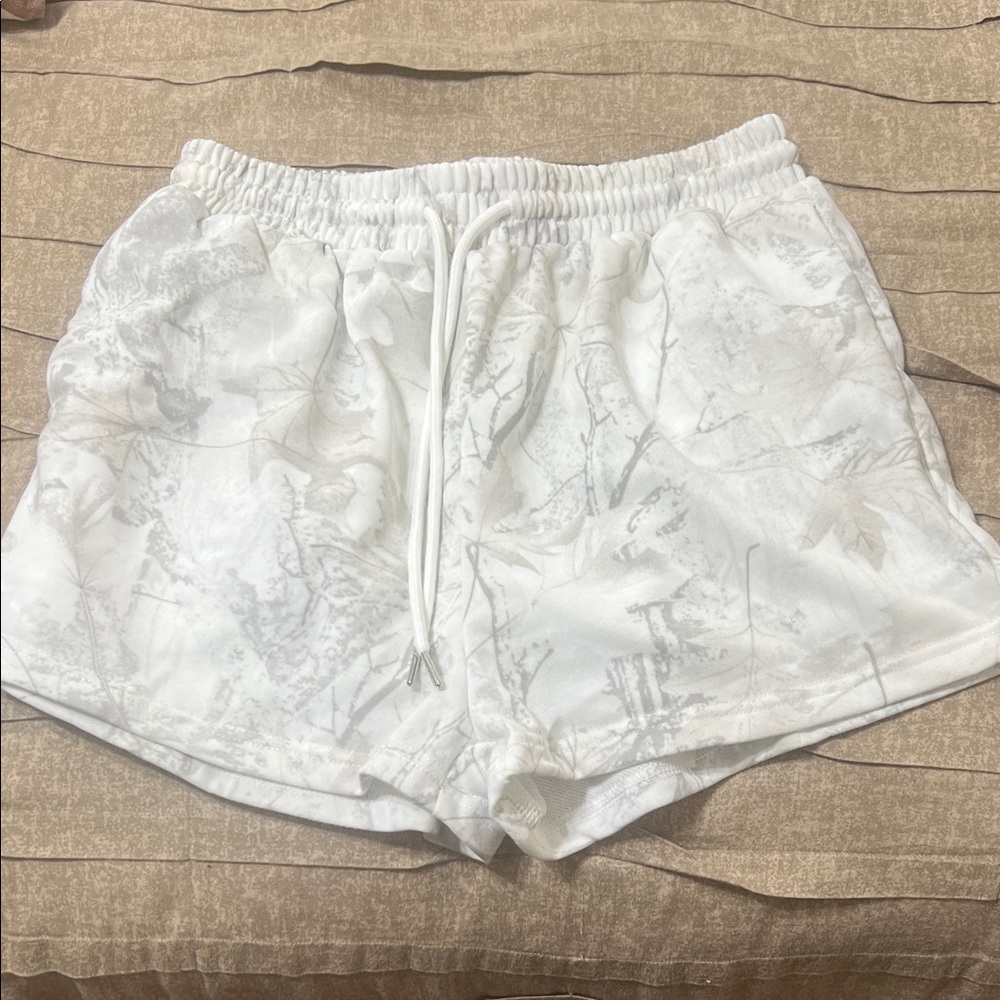 White and Gray Camo Shorts